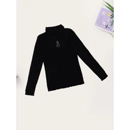 Pantaloons Junior Girls Graphic Embellished High Neck Pullover-picture-11