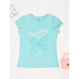 Pantaloons Junior Girls Graphic Printed Cap Sleeves Raw Edge Pure Cotton T-shirt-picture-12