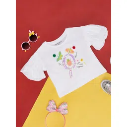 Pantaloons Junior Girls Graphic Printed Flared Sleeves Cotton Top-picture-22