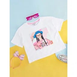 Pantaloons Junior Girls Graphic Printed Regular Fit Cotton Casual T-shirt-picture-25
