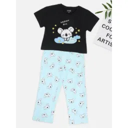 Pantaloons Junior Girls Jet Black Printed Night Suit-picture-14