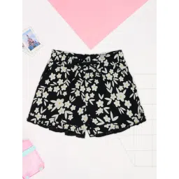 Pantaloons Junior Girls Jet Black Printed Shorts-picture-41