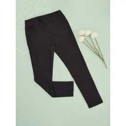 Pantaloons Junior Girls Jet Black Solid Jeggings-picture-43