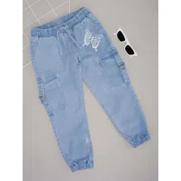 Pantaloons Junior Girls Light Blue Cotton Washed Jeans-picture-48