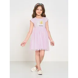 Pantaloons Junior Girls Lilac Snow Printed Dress-picture-25