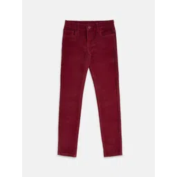 Pantaloons Junior Girls Maroon Solid Regular Fit Trousers-picture-28