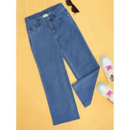 Pantaloons Junior Girls Medium Blue Cotton Solid Jeans-picture-18