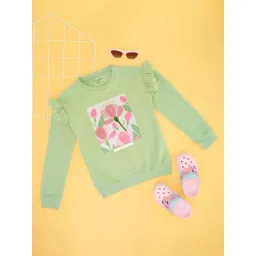 Pantaloons Junior Girls Mistletoe Cotton Printed Full Sleeves Sweatshirts & Hoodies-picture-12