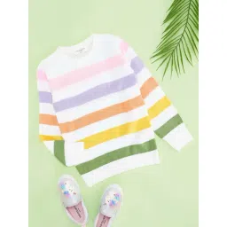 Pantaloons Junior Girls Multicolor Striped Full Sleeves Sweaters & Cardigans-picture-24