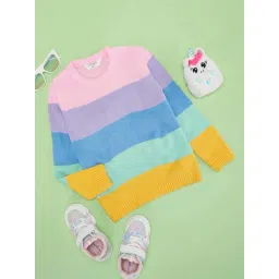 Pantaloons Junior Girls Multicolor Striped Full Sleeves Sweaters & Cardigans-picture-30