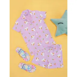 Pantaloons Junior Girls Orchid Bouquet Cotton Printed Night Suits Set-picture-45