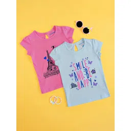 Pantaloons Junior Girls Pack of 2 Printed Cotton T-shirt-picture-52