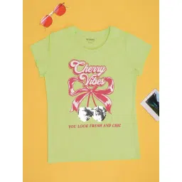 Pantaloons Junior Girls Paradise Green Printed T-Shirt-picture-44