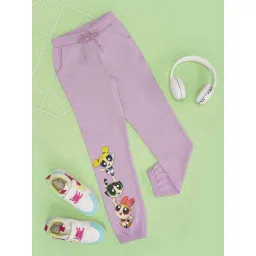 Pantaloons Junior Girls Pastel Lilac Cotton Solid Track Bottoms & Joggers-picture-43