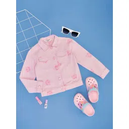 Pantaloons Junior Girls Pink Cotton Embroidery Full Sleeves Casual Tops & Tees-picture-38