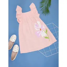 Pantaloons Junior Girls Pink Cotton Solid Dress-picture-33