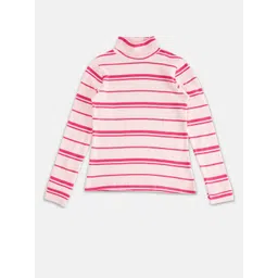Pantaloons Junior Girls Pink Striped Sweatshirt-picture-10