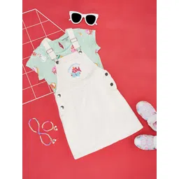 Pantaloons Junior Girls Printed Cotton Dungaree With Top-picture-34