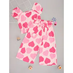 Pantaloons Junior Girls Printed Square Neck Short Sleeves Pure Cotton Top With Palazzo-picture-26