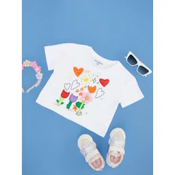 Pantaloons Junior Girls Printed V-Neck Applique T-shirt-picture-44