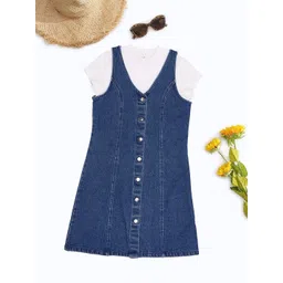 Pantaloons Junior Girls Pure Cotton A-Line Dress With T-shirt-picture-26