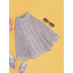 Pantaloons Junior Girls Purple Acrylic Self Poncho-picture-28