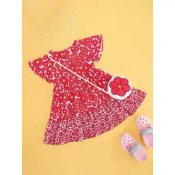 Pantaloons Junior Girls Raspberry Sorbet Cotton Floral Casual Dresses-picture-20