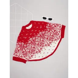 Pantaloons Junior Girls Red Acrylic Textured Poncho-picture-30