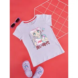 Pantaloons Junior Girls Round Neck Printed Cotton T-shirt-picture-13