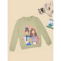 Pantaloons Junior Girls Sage Green Printed Sweatshirt-picture-18