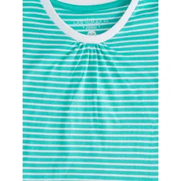 Pantaloons Junior Girls Sea Green & White Striped Cotton T-shirt image 3