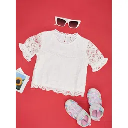 Pantaloons Junior Girls Self Design Bell Sleeves Lace Top-picture-14