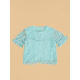 Pantaloons Junior Girls Self Design Bell Sleeves Lace Top image 4