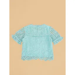 Pantaloons Junior Girls Self Design Bell Sleeves Lace Top image 3