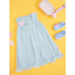 Pantaloons Junior Girls Self Design Embellished Cotton A-Line Dress-picture-22