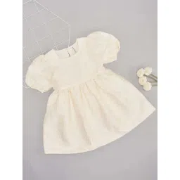 Pantaloons Junior Girls Snow White Cotton Textured Casual Dresses-picture-43