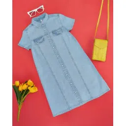 pantaloons junior Girls Solid Cotton A-Line Dress-picture-13