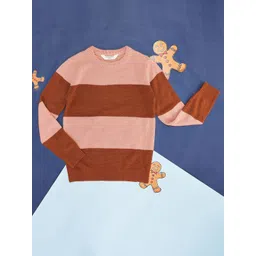 Pantaloons Junior Girls Striped Acrylic Pullover Sweater-picture-34