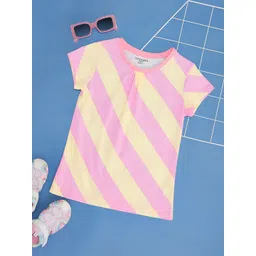 Pantaloons Junior Girls Striped V-Neck Pockets T-shirt-picture-41