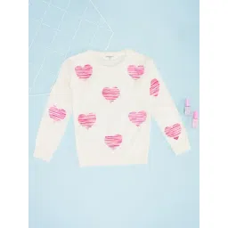 Pantaloons Junior Girls White Acrylic Textured Sweater-picture-27