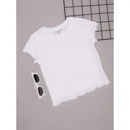 Pantaloons Junior Girls White Cotton Solid T-Shirts-picture-29