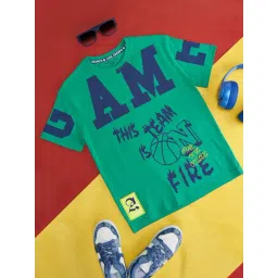 Pantaloons Junior Green Printed Cotton Regular Fit T-Shirt-picture-13