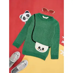 Pantaloons Junior Green Self Design Full Sleeves Sweater-picture-21