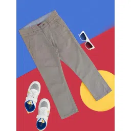 Pantaloons Junior Grey Cotton Regular Fit Trousers-picture-22