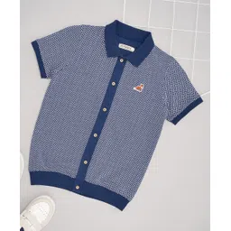 Pantaloons Junior Half Sleeves Chevron Printed Shirt - Navy Blue-picture-14