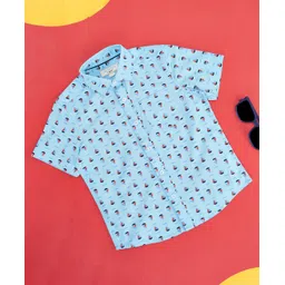 Pantaloons Junior Half Sleeves Sail Boat Printed Shirt - Light Blue-picture-16