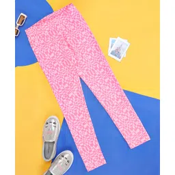 Pantaloons Junior Hearts Printed Checked Leggings - Pink-picture-23