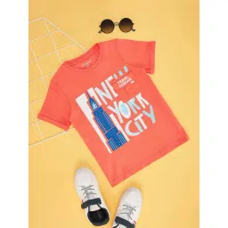 Pantaloons Junior Hot Coral Cotton Printed T-Shirt-picture-25