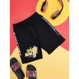 Pantaloons Junior Jet Black Cotton Printed Shorts-picture-37