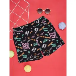 Pantaloons Junior Jet Black Cotton Printed Shorts-picture-34